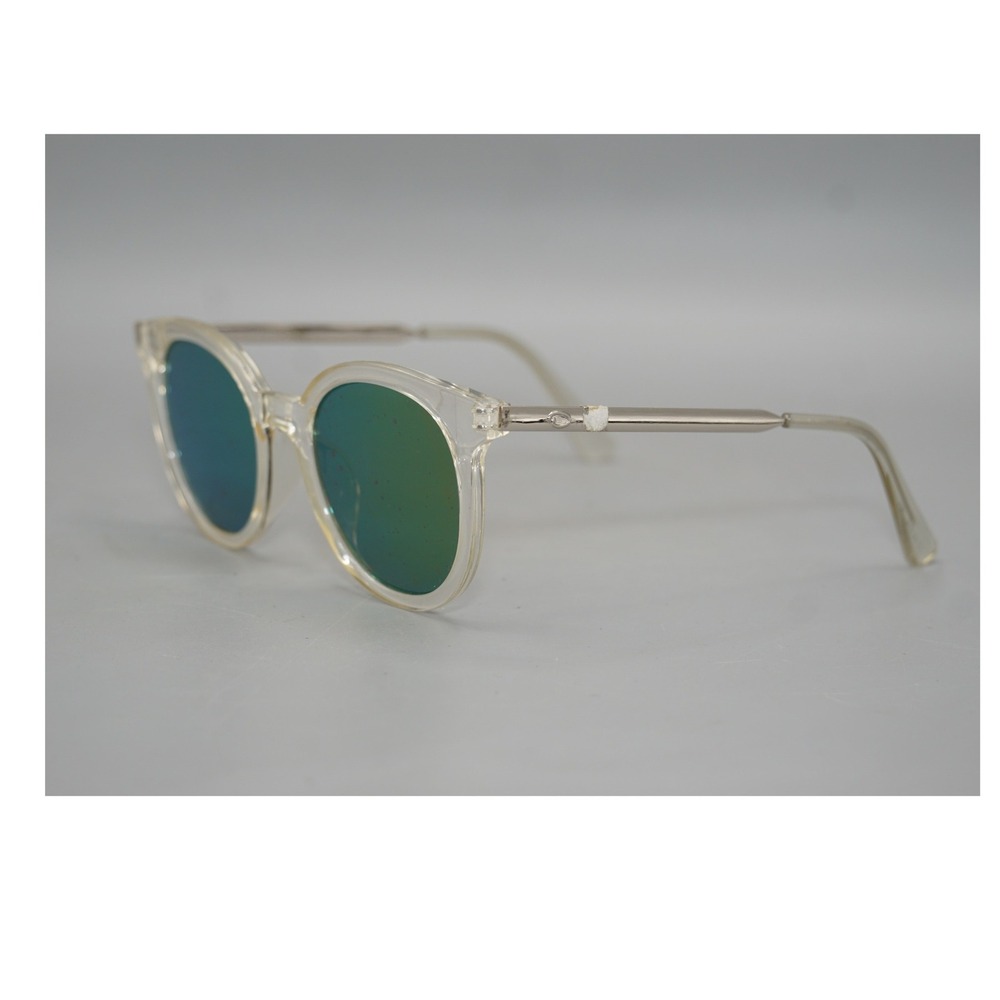 O by Oscar de la Renta Sunglasses Clear Frames Green Mirror Lens Round Eyewear